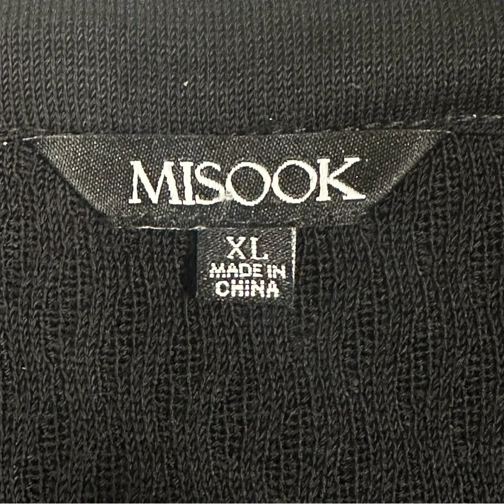 Misook XL Black Yellow Geometric Knit Open Front Clip Cardigan Jacket 3/4 Sleeve - Picture 4 of 11